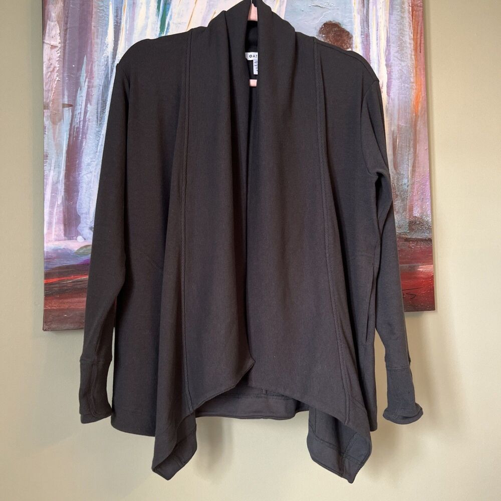 Athleta Open Front Cardigan Women’s XS Green Gray Long Tunic Sweater EUC